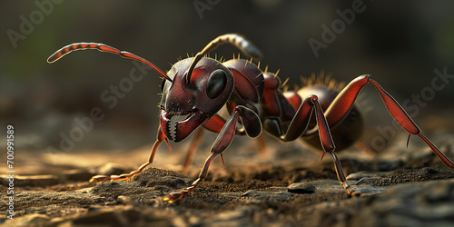 red ant on the ground © שלמה שטודינר