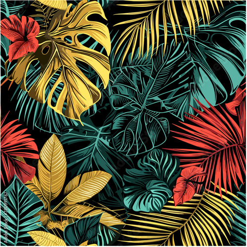 Tropical leaves seamless patern