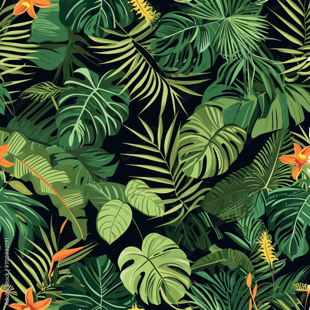Tropical leaves seamless patern