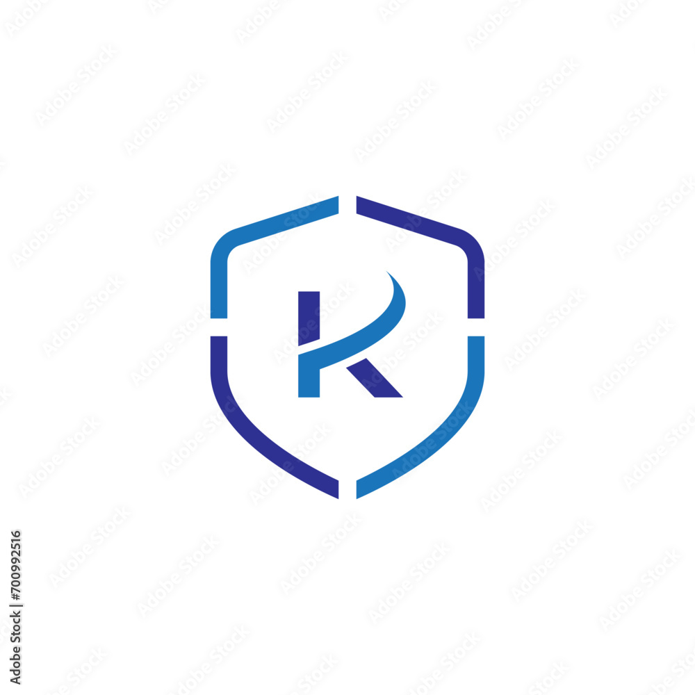 Abstract Shield with Letter K Logo for tech company Abstract Shield with Letter K Logo for tech company