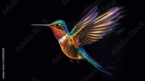 illustration of a flying hummingbird full color © siti