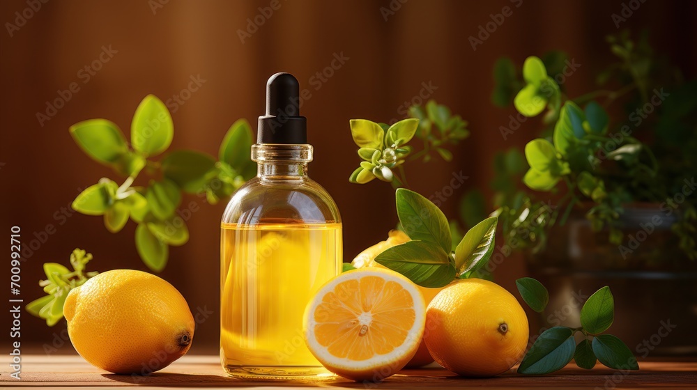 Serum with vitamin C. Lemon essential oil. Serum with vitamin C. Lemon essential oil.