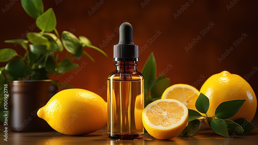 Serum with vitamin C. Lemon essential oil. Serum with vitamin C. Lemon essential oil.