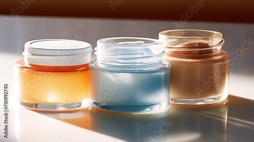 three jars of cosmetics