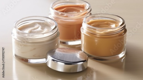 three jars of cosmetics