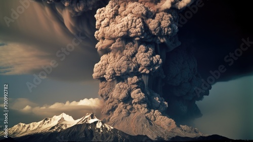 Eruption. Cataclysm Earthquake. AI generative. photo