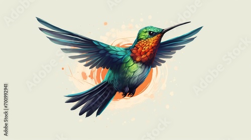 illustration of a flying hummingbird full color