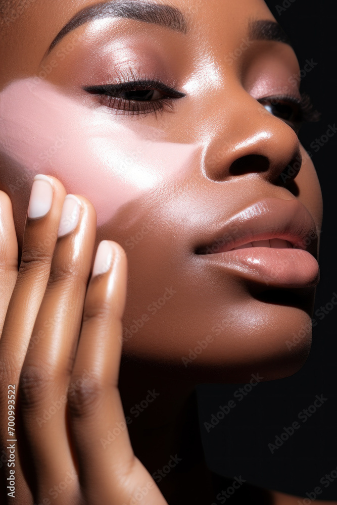 Obraz premium Glowing Skin African-American Woman Highlighted by Light