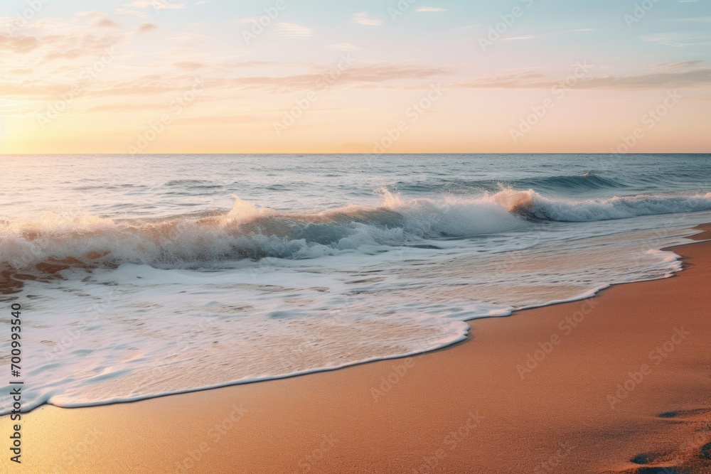 Seashore at Dawn with the waves gently lapping at the shore