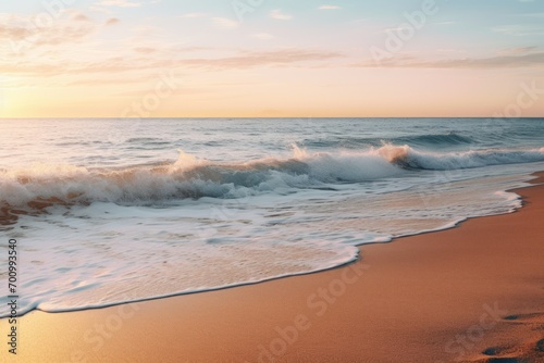 Seashore at Dawn with the waves gently lapping at the shore © Muh