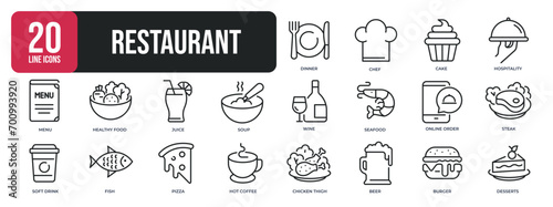 Restaurant thin line icons. Editable stroke. For website marketing design  logo  app  template  ui  etc. Vector illustration.