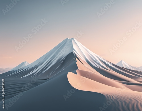 Dunes leading to a snowy mountain illustration. Background  wallpaper  backdrop.