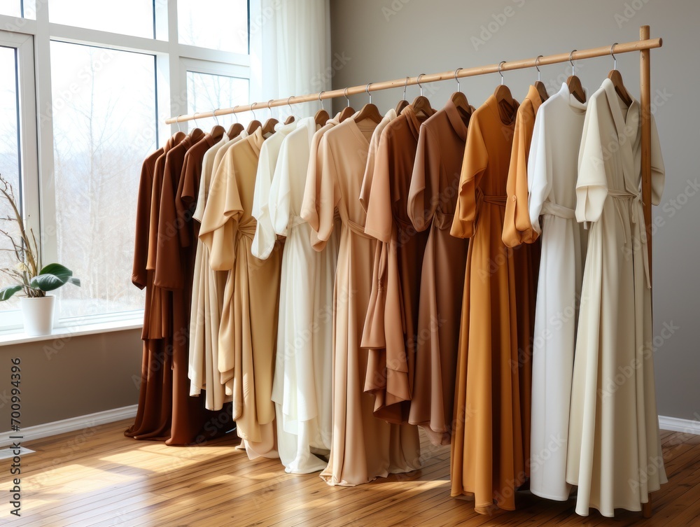 hanging racks, showing lots of casual high street muslim cotton tops