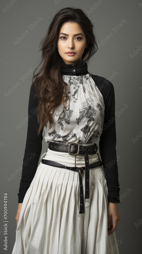 Full - body outfit including shoes of a young beautiful woman model Full - body outfit including shoes of a young beautiful woman model