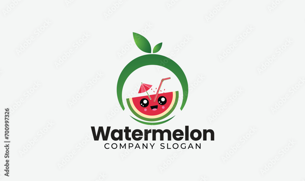 Watermelon fruit shop business logo template