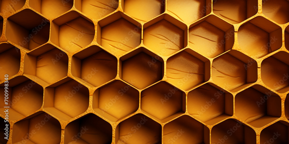 close-up of honeycombs, seamless hexagons, as a background wall close-up of honeycombs, seamless hexagons, as a background wall