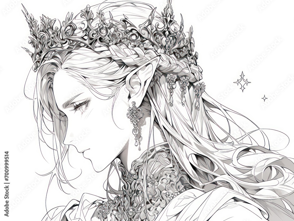 Fototapeta premium elven. Coloring Book, Coloring pages