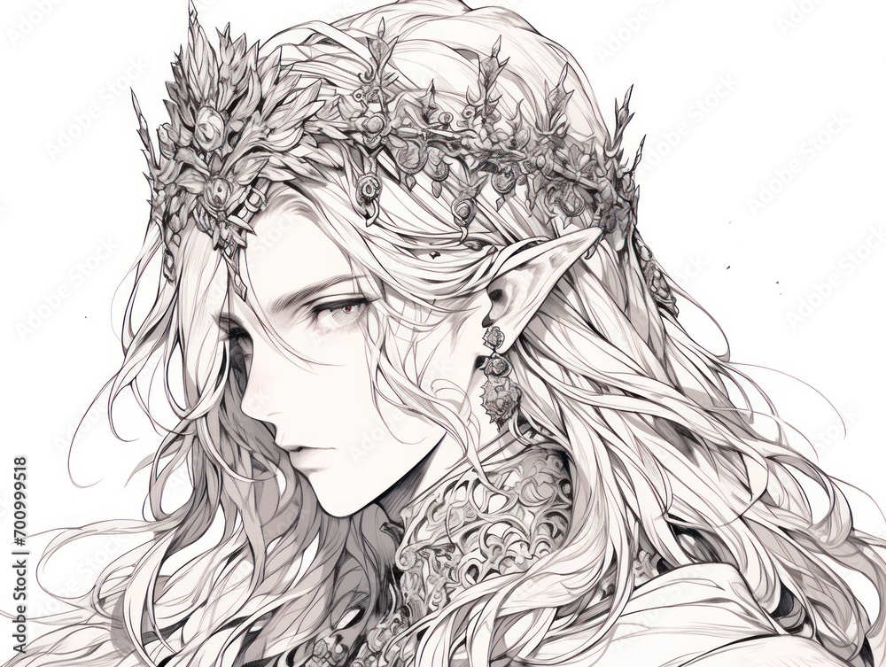 Fototapeta premium elven. Coloring Book, Coloring pages