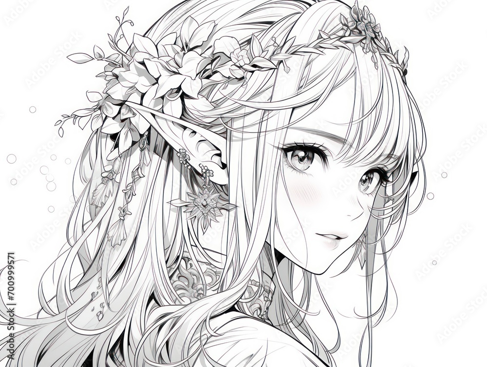 Fototapeta premium elven. Coloring Book, Coloring pages