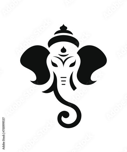 lord ganesha hindu god silhouette mascot vector