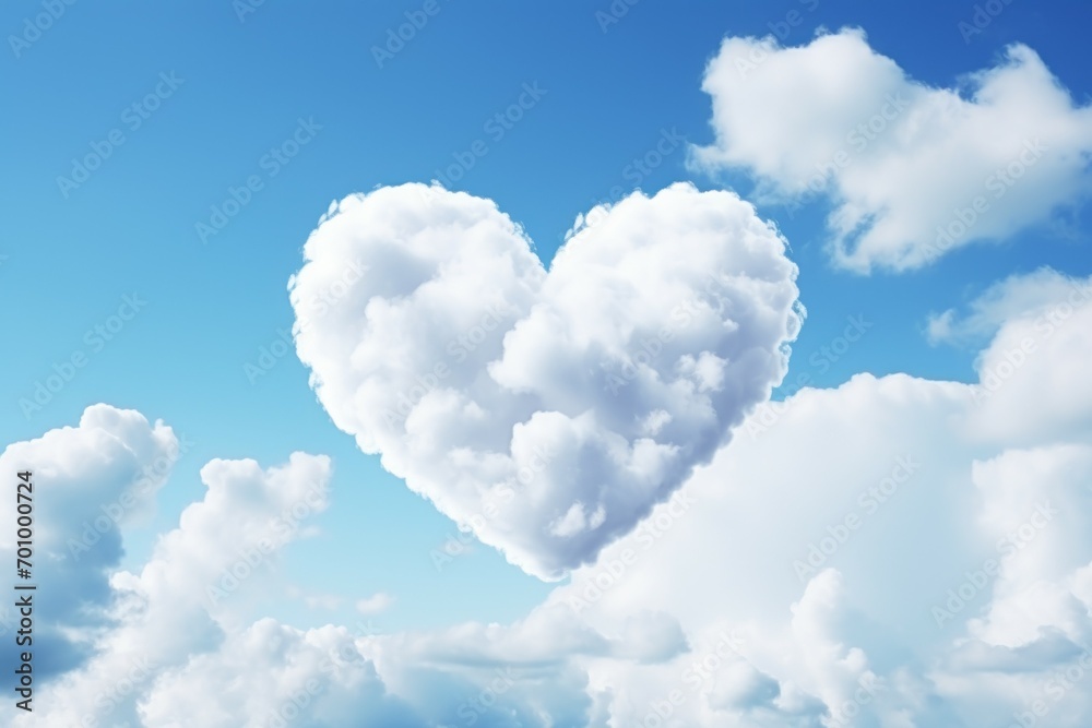 Cloud in the shape of a heart. Backdrop with selective focus and copy space for the inscription Cloud in the shape of a heart. Backdrop with selective focus and copy space for the inscription