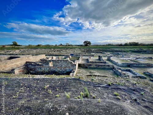 View of the excavations of the Sibari Archaeological Park. Calabria. Italy