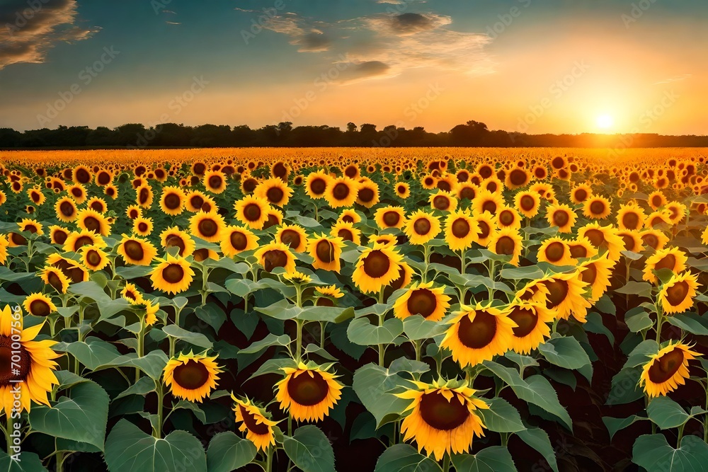 Obraz premium sunflower field at sunset