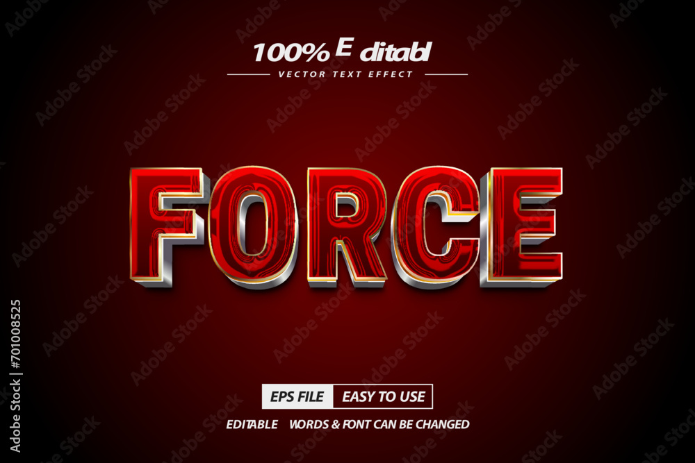 Fototapeta premium Force modern style vector 3d text effect