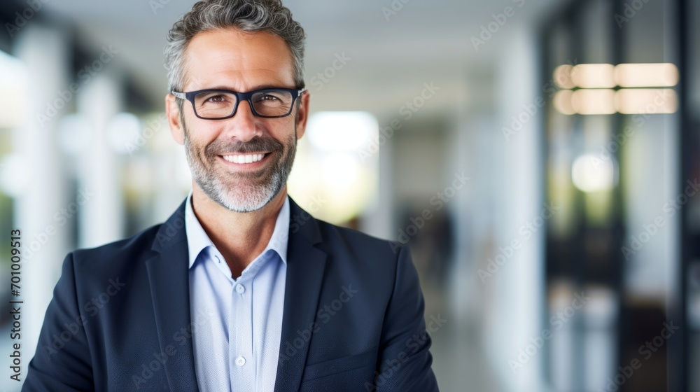 portrait of smiling and friendly looking middle aged attractive businessman portrait of smiling and friendly looking middle aged attractive businessman