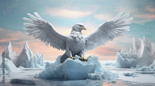 Magestic White Eagle on a frozen planet photo