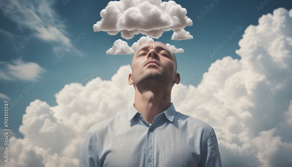 Man with his head in the clouds Man with his head in the clouds