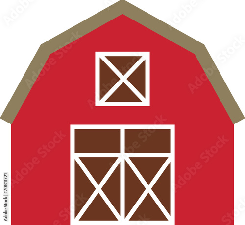 Red barn. Farm barn icon.
