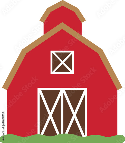Red barn. Farm barn icon.