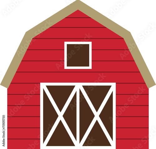 Red barn. Farm barn icon.