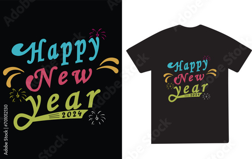 Happy New Year Typography T-shirt Design