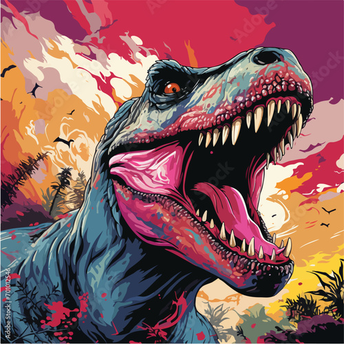 dinosaur vector pop art style vector illustration. colorful animal art