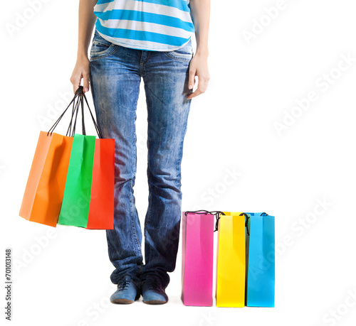 Young woman after shopping