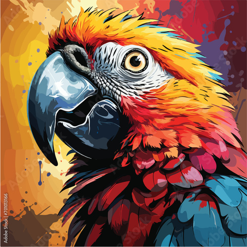 a parrot vector pop art style vector illustration. colorful animal art