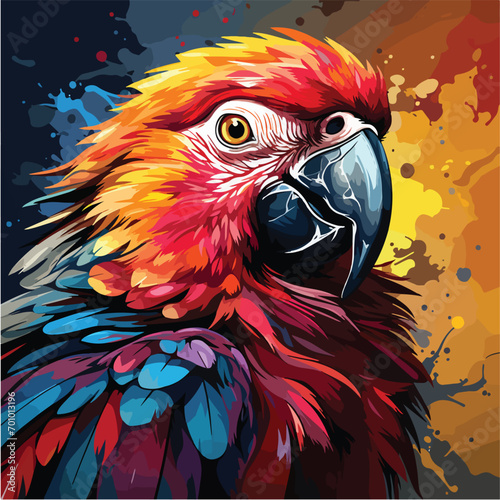 a parrot vector pop art style vector illustration. colorful animal art