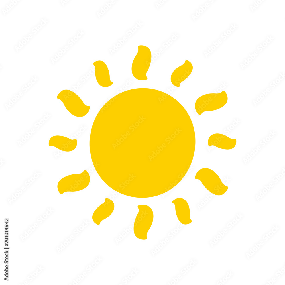 Sun icon. The silhouette of the sun shining brightly on a spring morning Sun icon. The silhouette of the sun shining brightly on a spring morning