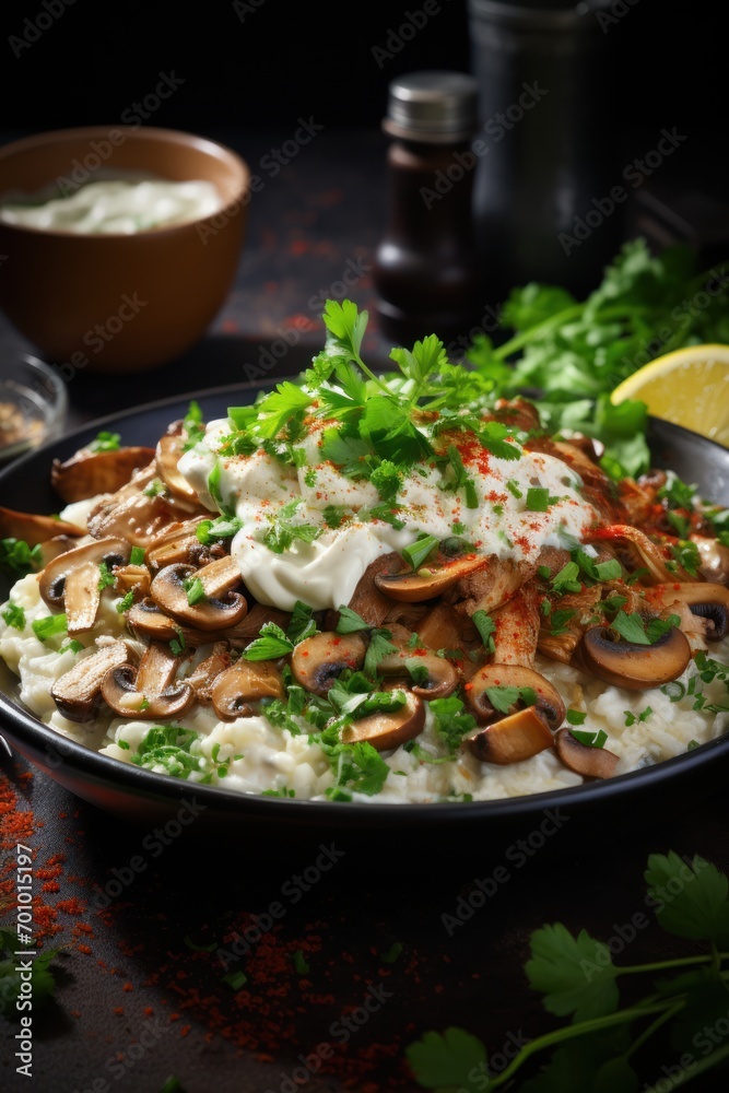 creamy chicken stroganoff served over egg noodles and the mushroom sauce creamy chicken stroganoff served over egg noodles and the mushroom sauce