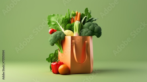 Reusable shopping bag filled with fresh fruits and vegetables