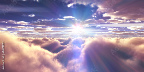 above clouds fly sunset sun ray photo
