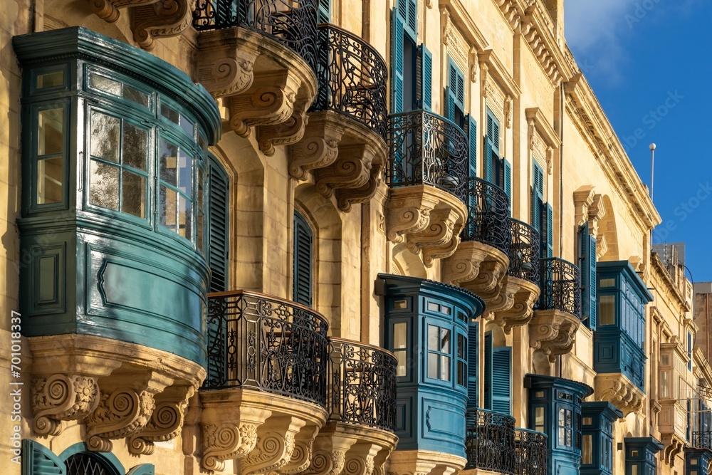 Fotografie view of the typical colourful Gallarijas or enclosed balconies in downtown Valle