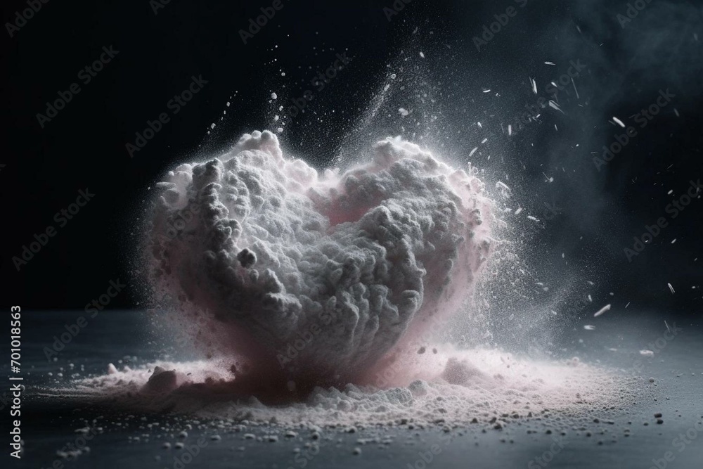 Powder lines form a heart. Generative AI