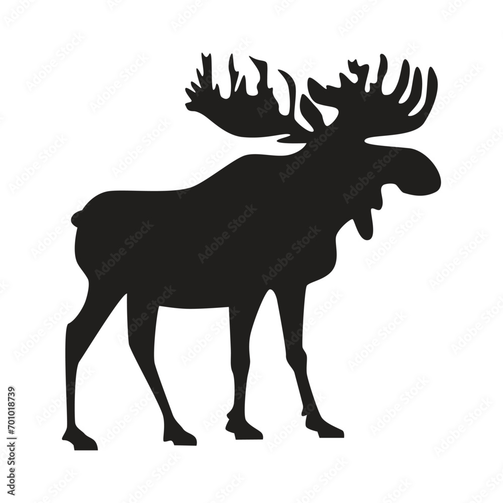 Norwegian moose silhouette. Vector drawing on a white background.
