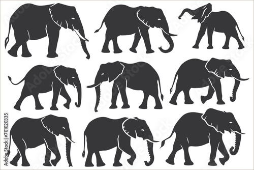 Elephant silhouette icon set  Elephant silhouette vector