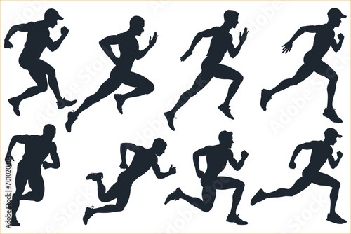 Running people silhouette  Men runners silhouette  Runner silhouette vector 