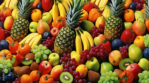 Isometric Illustration Featuring Exotic Oriental Fruits Highlighting Vivid Colours and Fine Details. Banner photo
