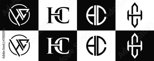 HC logo. H C design. White HC letter. HC, H C letter logo design. Initial letter HC  linked circle uppercase monogram logo. H C letter logo vector design. HC letter logo design five style.